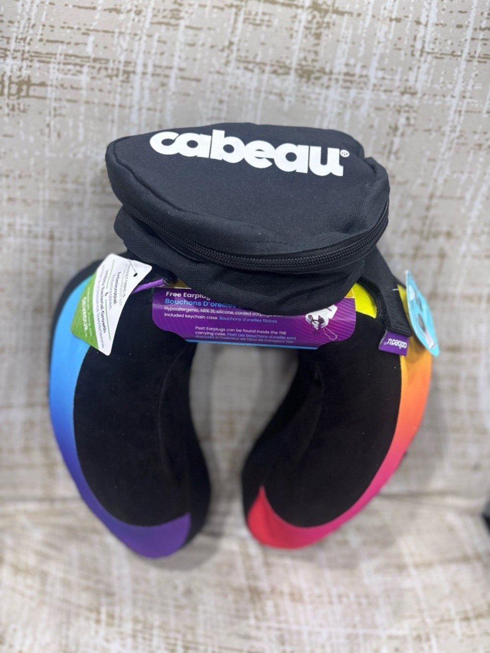 Cabeau Rainbow Memory Foam Travel Neck Pillow with Carry Pouch
